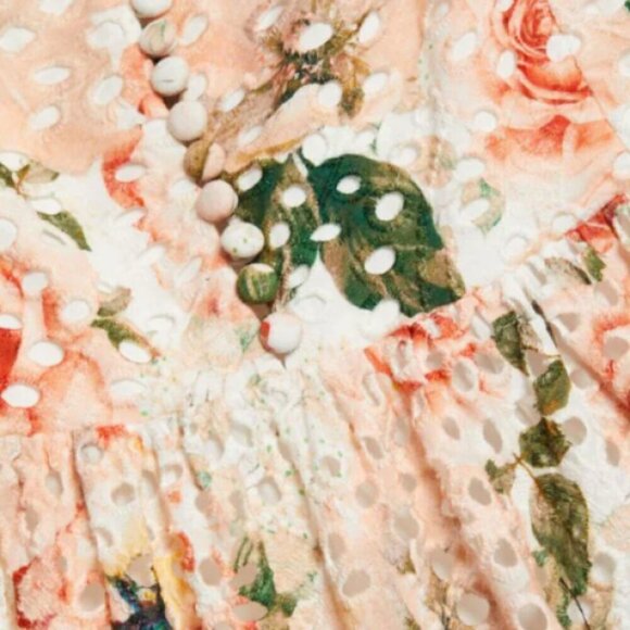 Alice + Olivia 'Lorelle' Eyelet Mini-Dress, Morningside Floral White - Picture 4 of 5